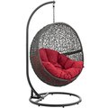 Modway Hide Outdoor Patio Swing Chair with Stand, Gray Red EEI-2273-GRY-RED